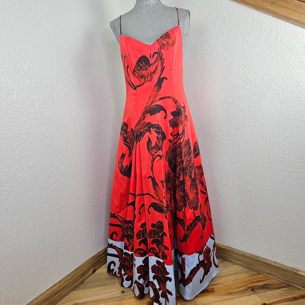 Alice & Olivia By Stacey Benet Isabelle Floral Red Gown Size 14 NEW! - Picture 3 of 16
